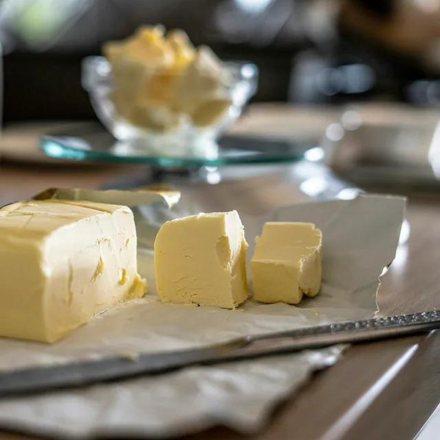 Cultured butter in a ceramic dish